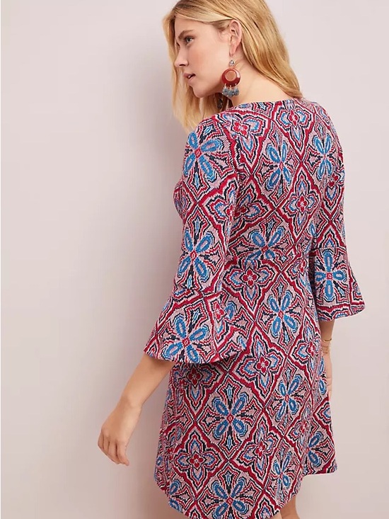 Maeve Dresses & Skirts - Maeve Barrie Sweater Dress Pink & Blue Geo Tile Mini Dress